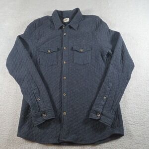 Marine Layer Quilted Dark Blue Button-Up Shirt Jacket